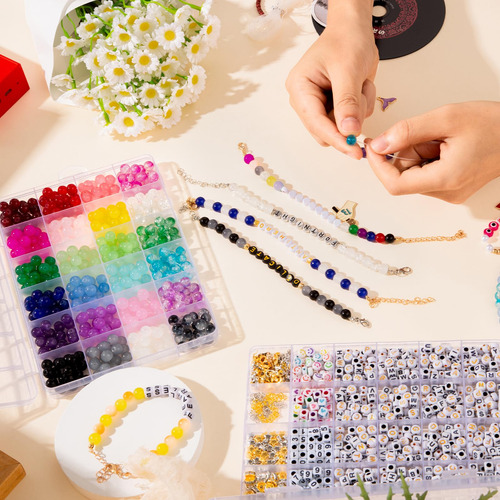 Kit Para Hacer Pulseras Goldwise Glass Beals Con 24 Colores