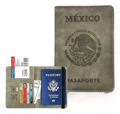 Porta Pasaporte Viaje Documentos Fundas Protectora Con Rfid Color Plateado