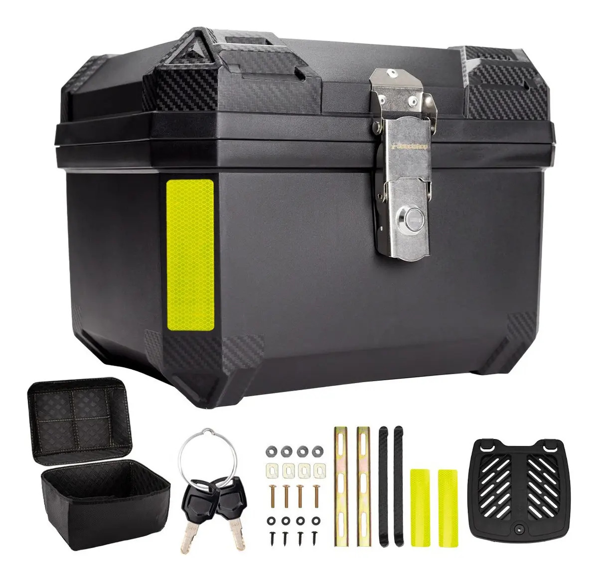 Caja Moto Trasera Cajuela 36lt Maletero Acojinado Con Llaves Color Negro