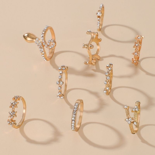 Set De Anillos Diseño Serpiente 9 Piezas 2 Modelos A Elegir