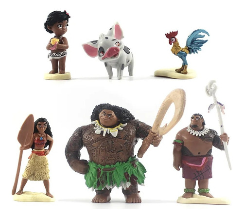 Moana Set Mini Figuras 6 Unidades Colección Decoración 