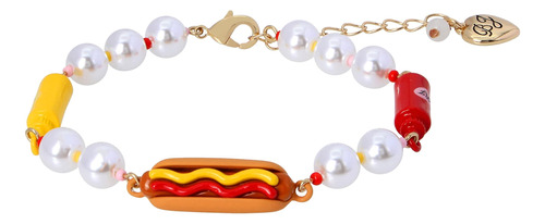 Betsey Johnson Hotdog Brazalete De Perlas