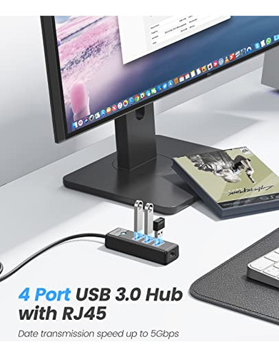 Orico Usb Hub Ethernet 4 Puertos, Adaptador Gigabit Usb 3.0