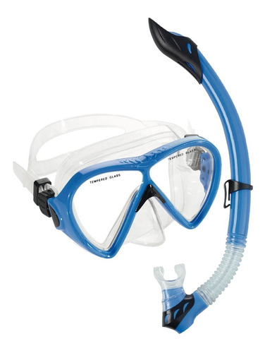 Imagen 2 de 3 de Combo Mascara Snorkel Cressi Bonete Semiseco Ajustable + Cuo