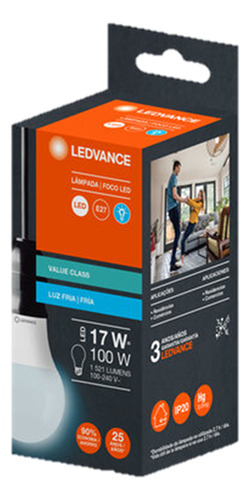 Kit 4 Lampada Led Bulbo 17w Branca Fria 6500k Bivolt E27