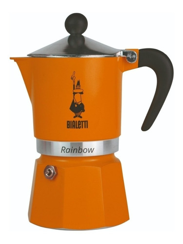 Cafetera Bialetti Rainbow 6 Cups manual naranja italiana