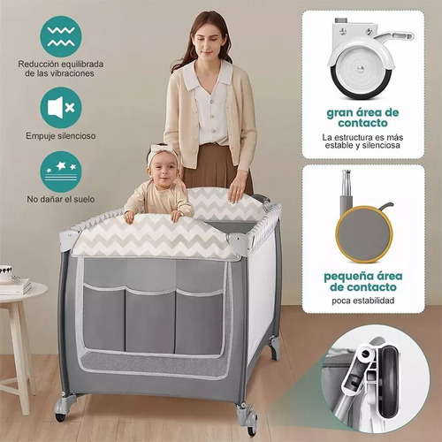 Cuna Corral Plegable Para Bebe Con Ruedas Y Mosquitero