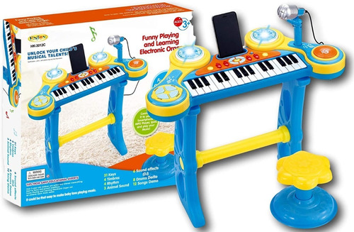 Organeta Piano Teclado Mp3 Con Sillita, Base Para Niño 