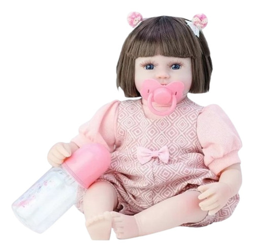 Muñeca Reborn De 42 Cm, Chupete Rosa Real Baby Reborn Doll
