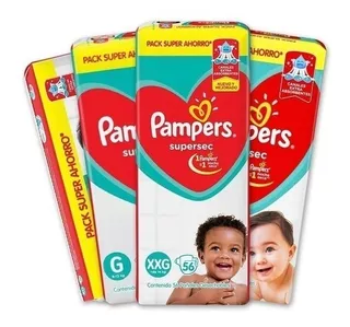 2 Pañales Pampers Supersec Promo Pack Mensual - Arenita