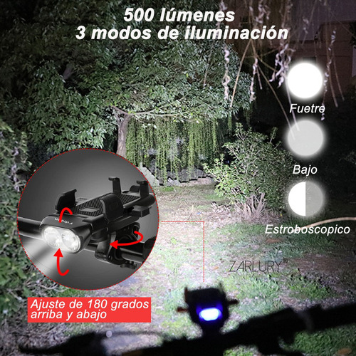 Luces Para Bicicleta Recargable Y Traseras Y Soporte Celular