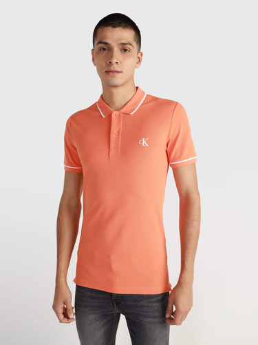 Polo Slim Naranja De Algodón Para Hombre Calvin Klein