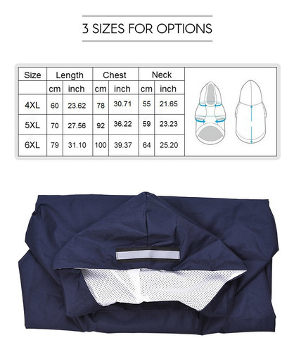 Imagen 7 de 9 de 5xl Reflectante Mascota Perro Impermeable Impermeable Imperm