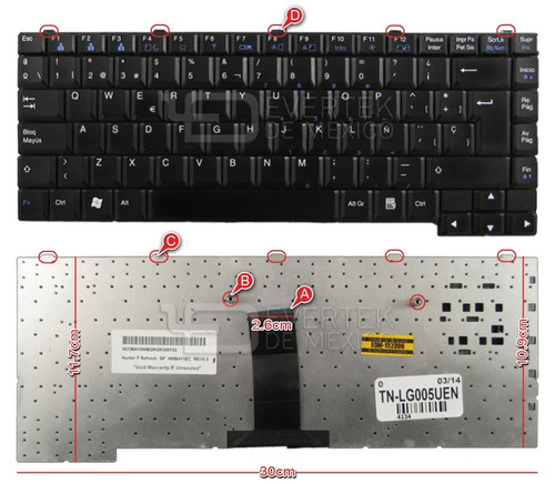 Teclado Usado Español (la) LG V1 E505 Le50 Series Negro