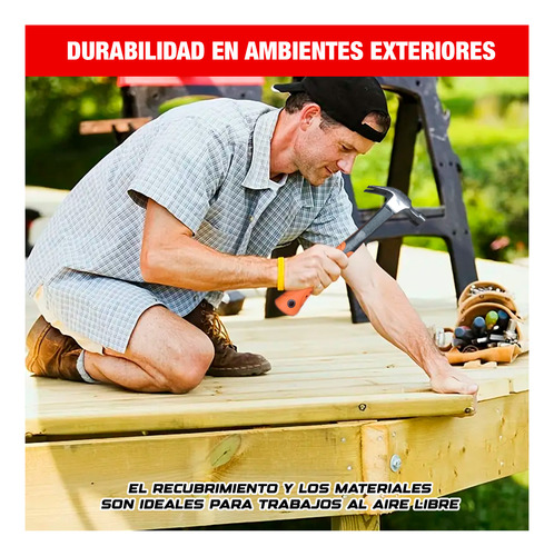 Martillo Carpintero Resistente Mango Fibra Madera 34cm