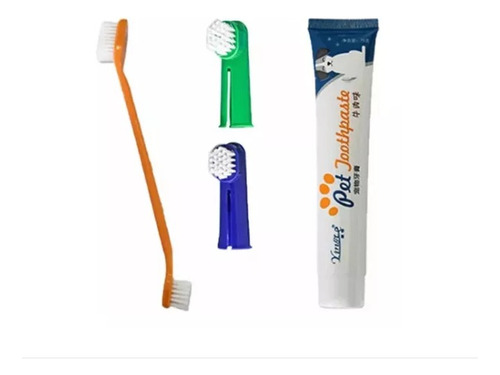 Kit Cepillo De Dientes Y Crema Dental Perros Mascotas