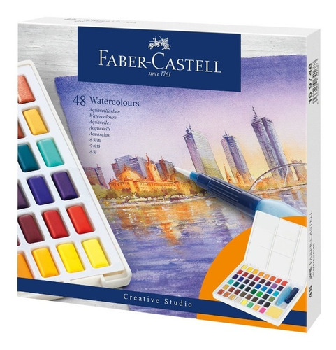 Acuarelas En Pastillas Faber-castell X48 Colores Color Multicolor