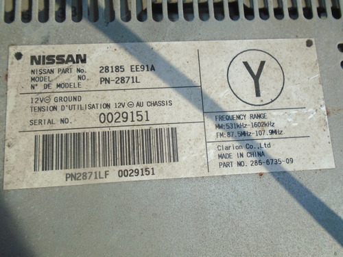 Imagen 3 de 4 de Vendo Radio De Nissan Tiida Año 2010, De Fabrica