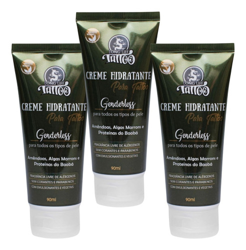 3 Hidratantes Genderless Vegano 90ml Pele Macia E Hidratada