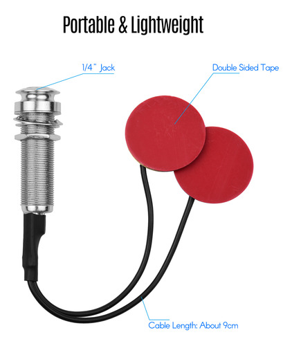 Mini Transductor Guitar Pickup Con Conector De 1/4 De Pulga