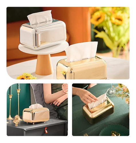 Caja Papel Dorada Lujo Para Guardar Servilletas