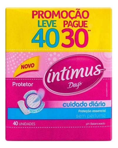 Protetor Diário Intimus Days Sem Perfume Leve 40 Pague 30 Un