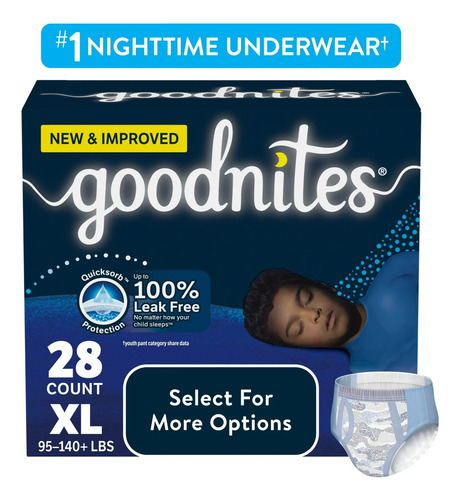 Pañales Goodnites Nighttime Bedwetting Talla Xl 28pz