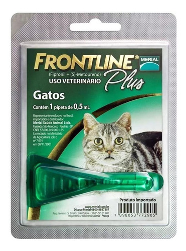 Pipeta antiparasitario para pulga Merial Frontline Plus para gato