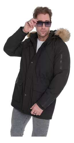 Campera Parka Hombre Invierno Impermeable Piel Capucha