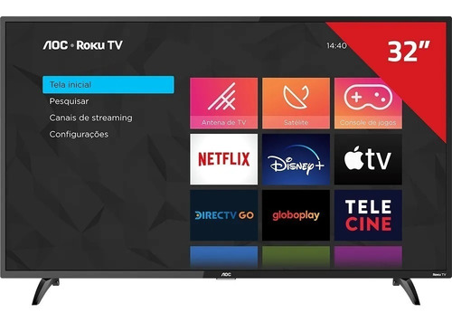 Imagem 7 de 7 de Smart Tv Aoc Roku Led Hd 32'' 32s5195/78 Wi-fi 3 Hdmi 1 Usb