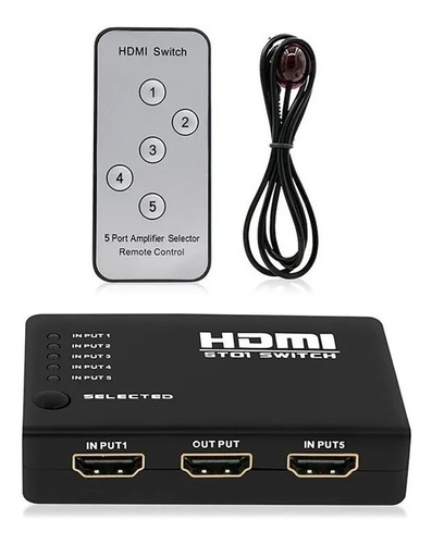 Liqoo 5x1 de distribución 5 en 1 HDMI Out conmutador switch astilla Full-HD 1080p 