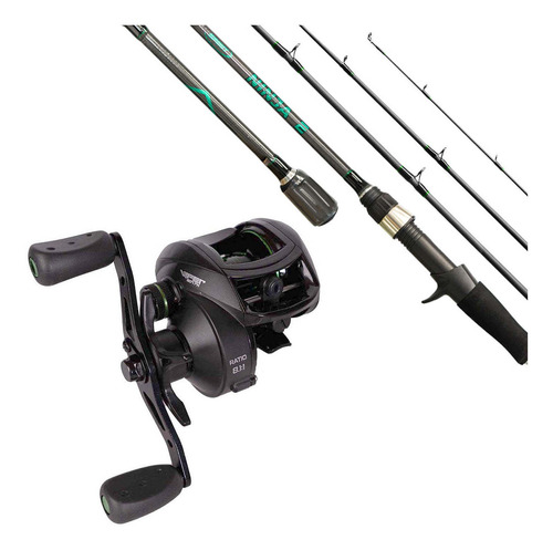 Combo Equipo Pesca Baitcasting  Reel Rotativo + Caña 2 Tramo