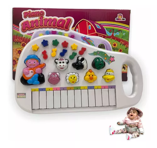 Piano Infantil Teclado Musical de Brinquedo Educativo Para Bebe Crianças  Pequenas 3 anos Fazendinha Sons de Animais