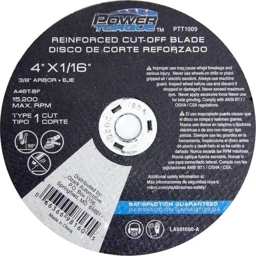 2 Discos De Corte Reforzados 4 X 1/16 X 3/8¨ Power Torque