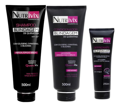 Nutrivix - Shampoo + Condic. + Protetor Térmico Blindagem