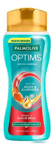 Shampoo Palmolive Optims 2 En 1 Falta De Brillo Argán Y Almendra 680ml