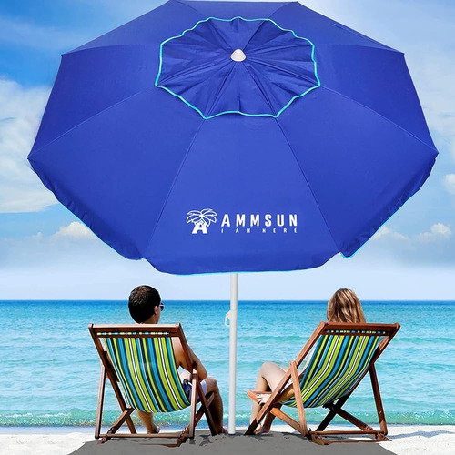 Ammsun 6.5 Foot Heavy Duty High Wind Beach Umbrella Con Prot