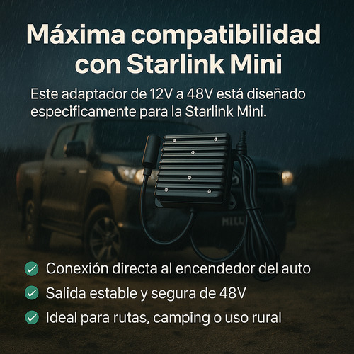 Adaptador Para Starlink Auto Elevador Voltaje 12/24v A 48v