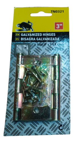 2 Bisagra Galvanizada Zincada 2pc 3.5 Pulgadas + 12 Tornillo
