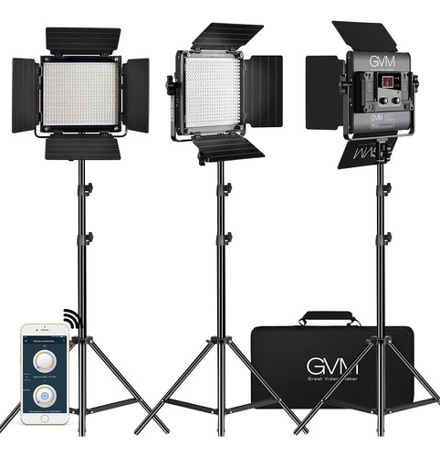 Kit 3 Luces Led Gvm 480 Bicolor 2300k-6800k Cri 97 Factura