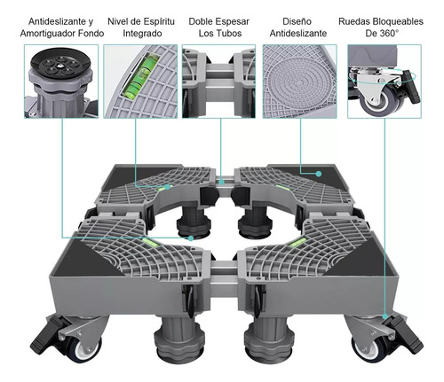 Base De Lavadora Móvil Soporte Heladera Nevera Ajustable