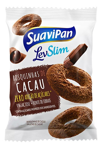 Biscoito Rosquinha sem Açúcar Sabor Chocolate Suavipan 35g