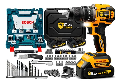 Parafusadeira Furadeira Impacto Brushless + Kit Bosch 68 Pçs Amarelo E Preto 127/220v 60hz