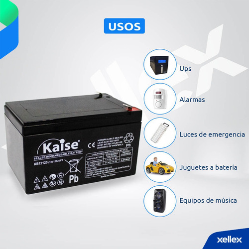 Imagen 4 de 8 de Batería Recargable Sellada 12v 12ah Kaise Kb12120 Ups Alarma