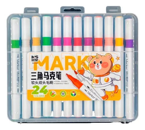 Marcadores Doble Punta Arte Pintura Escuela Colegio X 24