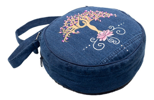 Imagen 3 de 8 de Bolso De Mano Redonda, Adornada Con Árbol De La Vida Y Raíz