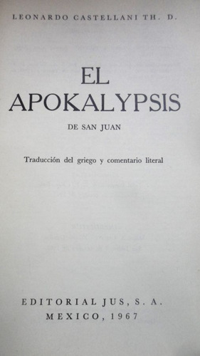 El Apokalypsis De San Juan Leonardo Castellani