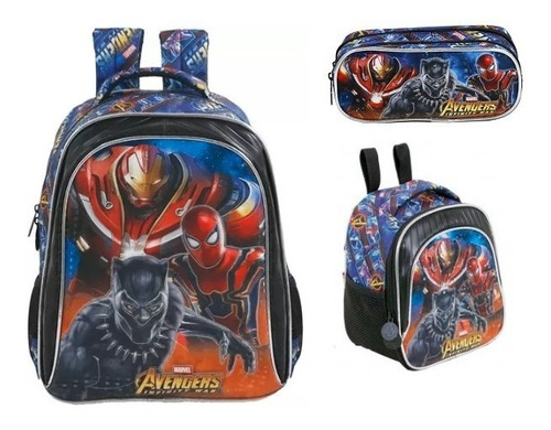 Kit Mochila Costas Lancheira Estojo Avengers Armored  Xeryus