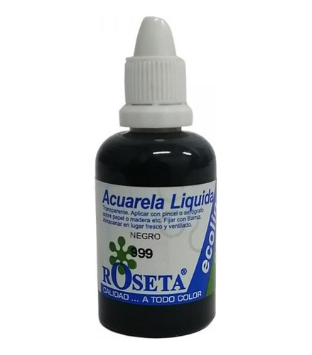 Acuarela Liquida Ecolin Roseta 30cc Negro Ref. 999