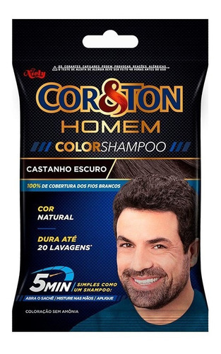  Shampoo Cor&ton Homem Castanho Escuro 3.0 C/6 Saches